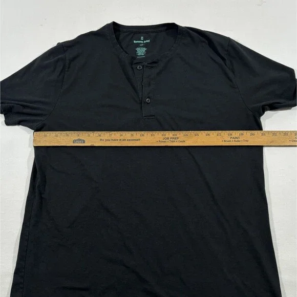 Tommy John Loungewear Henley Black Short Sleeve T-shirt Cotton Modal Stretch L - Picture 4 of 8